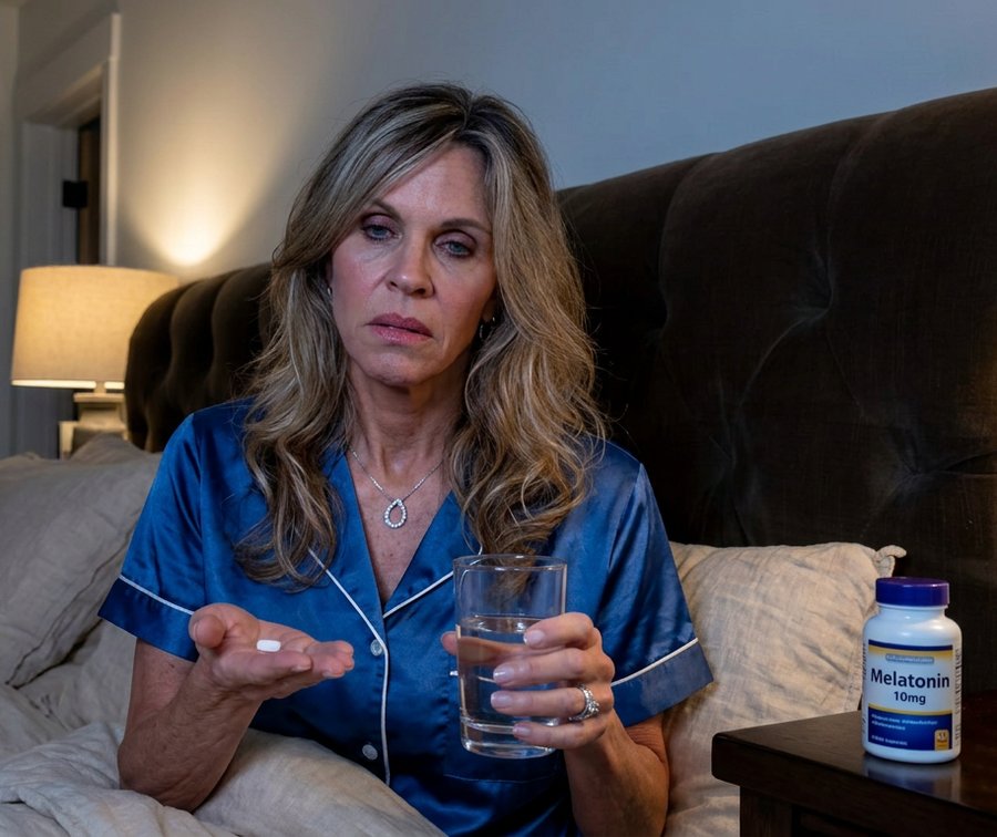 Holding melatonin pills and the bottle